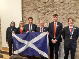 Scottish WorldSkills medallion winners with Jamie Hepburn, MSP and Martin McGuire from WorldSkills Scotland. 