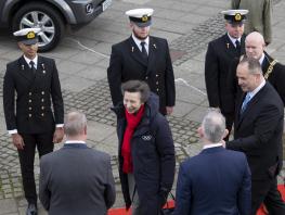 Cadets on duty for HRH Princess Royal during visit to TS Queen Mary 