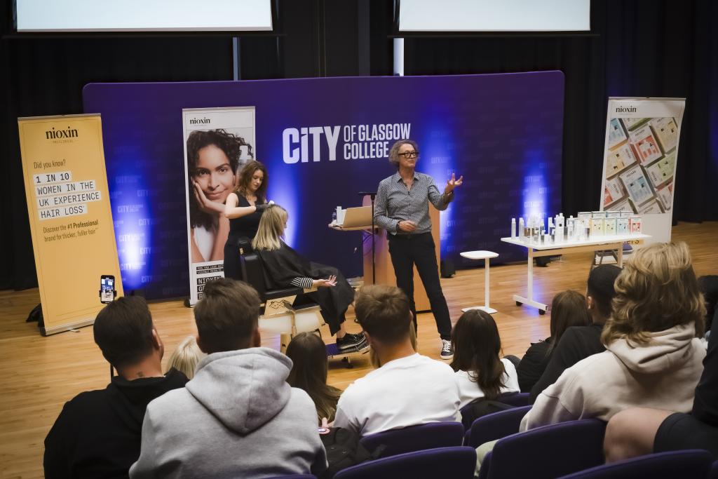 Mark Blake provides a talk with demonstrations of hair loss products