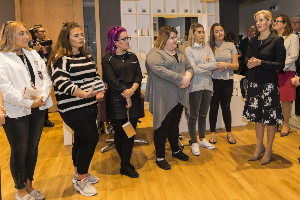 Her Royal Highness the Countess of Wessex meets City of Glasgow College Hair and Beauty students