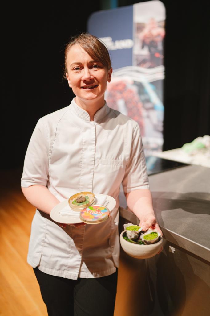 Lorna McNee created a crab and caviar dish with thai green sauce