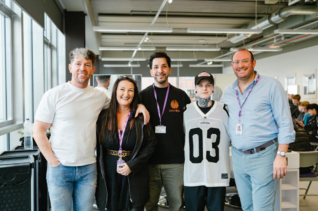 Professional barber Emi Balogh, lecturer Leanne McGuire, Crazy Bull Owner Carlos Callirgos, professional barber Carol Black and lecturer Georgios Kynigos