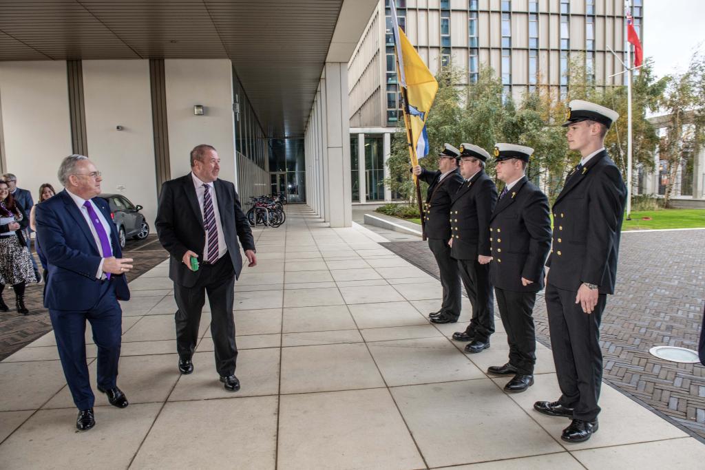 Graeme Dey and Principal Paul Little meet Cadets at Riverside Campus