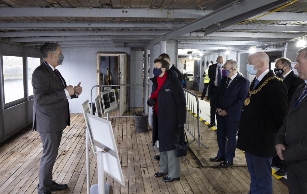 HRH Princess Royal on board TS Queen Mary