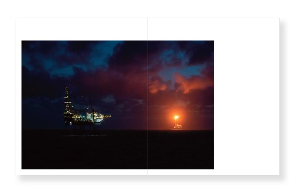 An image of an offshore platform at night.