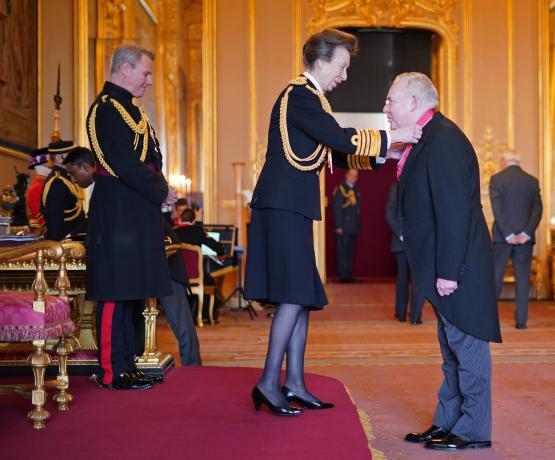 HRH Princess Royal presenting Principal Little with his CBE