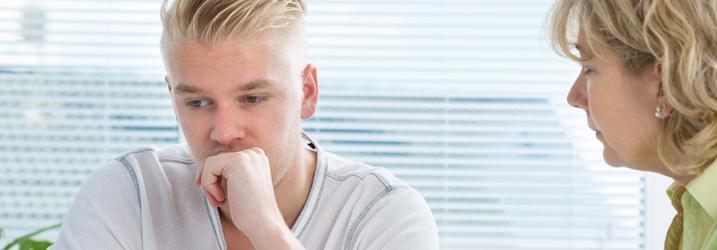 Counsellor chatting to client