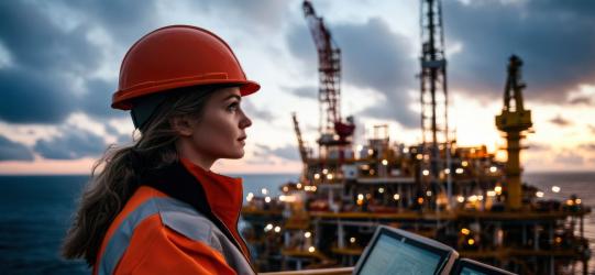 Woman on offshore supply vessel