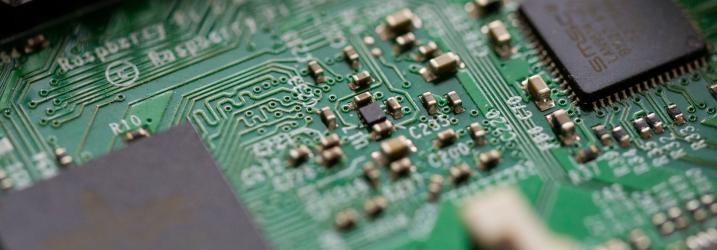 Close up of a circuit board.